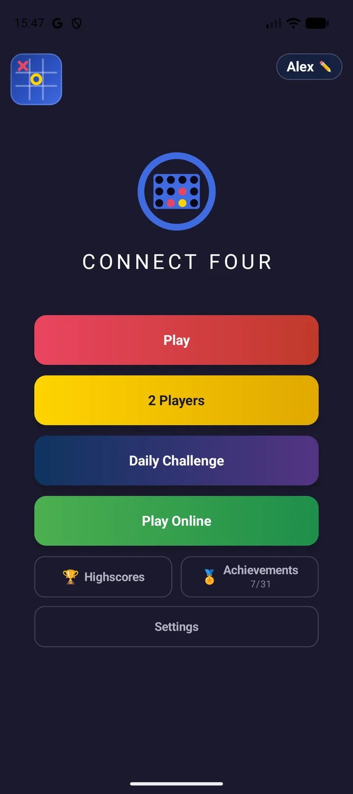 Main menu